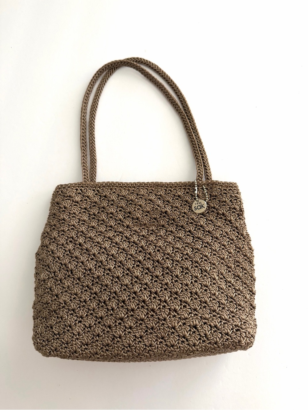 The Sak Light Brown Woven Crochet Bag